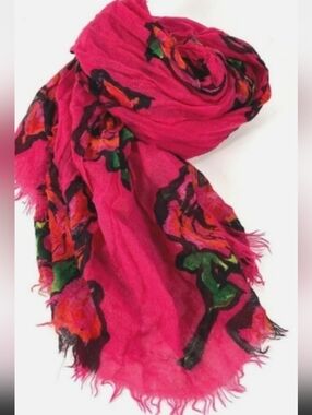 Louis Vuitton Limited Edition Stephen Sprouse Shawl Scarf Stole Large Pink Roses